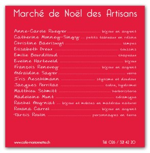 Flyer du Marché de Noël des Artisans Créateurs 2007